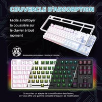 CIY X77 Mechanikus RGB Gamer Billentyűzet, Kék Switch, AZERTY, Fehér 4