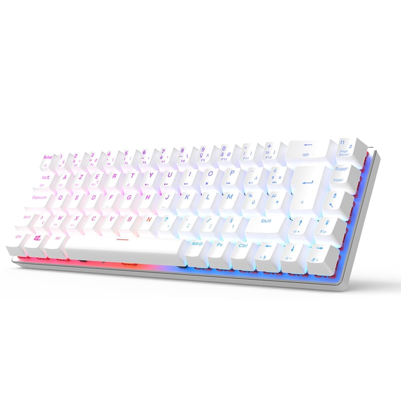 Bezdrôtová mechanická klávesnica CIY X79, 65 %, AZERTY, hliník – biela
