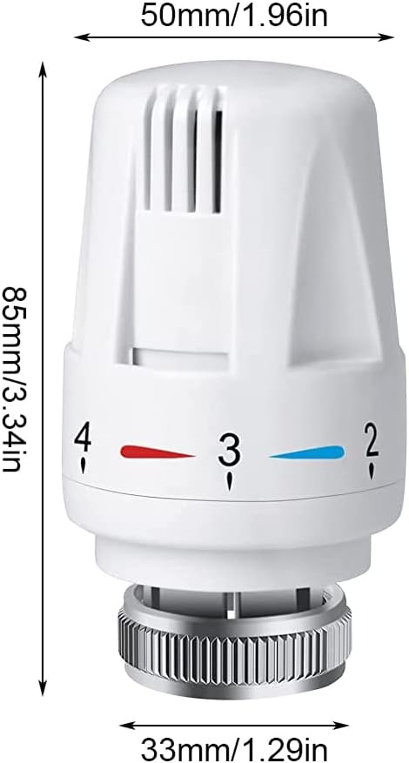 CJBIN Termosztátos Radiátorszelep Készlet - 4 db M30x1.5 Fűtésszabályozó Fej Fagyásvédelemmel - Krómozott Kivitel Otthoni és Irodai Használa