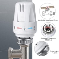CJBIN Termosztátos Radiátorszelep Készlet - 4 db M30x1.5 Fűtésszabályozó Fej Fagyásvédelemmel - Krómozott Kivitel Otthoni és Irodai Használa 4