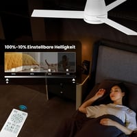 CJOY 107 cm fehér mennyezeti ventilátor távirányítóval, LED világítással, dimmelhető, alvási mód - 107cm 5
