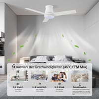 CJOY 107 cm fehér mennyezeti ventilátor távirányítóval, LED világítással, dimmelhető, alvási mód - 107cm 2