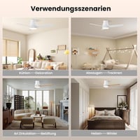 CJOY 107 cm fehér mennyezeti ventilátor távirányítóval, LED világítással, dimmelhető, alvási mód - 107cm 3