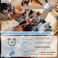 CJOY 107 cm Mennyezeti Ventilátor Lámpával, Fehér/Fa, Távirányítóval, 3 Színhőmérséklet 5