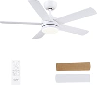 CJOY 107 cm Mennyezeti Ventilátor Lámpával, Fehér/Fa, Távirányítóval, 3 Színhőmérséklet 1