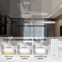 CJOY 107 cm Mennyezeti Ventilátor Világítással, Távirányítóval, 6 Fokozat, Csendes Működés - 107 Cm-ivory White 4