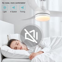 CJOY 107 cm Mennyezeti Ventilátor Világítással, Távirányítóval, 6 Fokozat, Csendes Működés - 107 Cm-ivory White 3