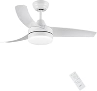 CJOY 107 cm Mennyezeti Ventilátor Világítással, Távirányítóval, 6 Fokozat, Csendes Működés - 107 Cm-ivory White 1