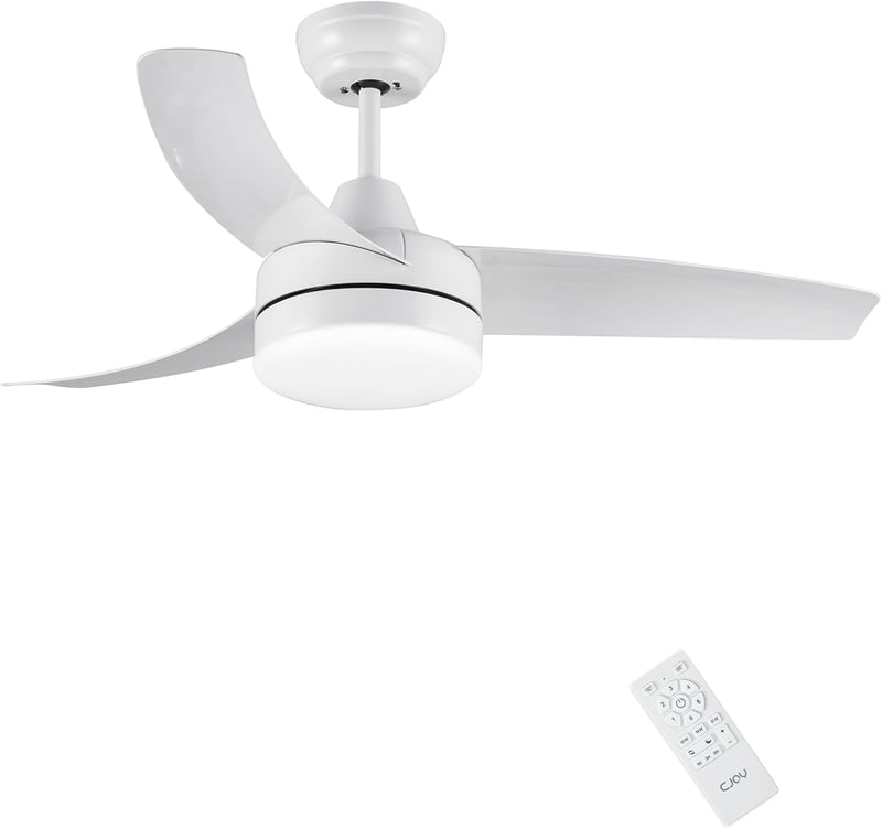 CJOY 107 cm Mennyezeti Ventilátor Világítással, Távirányítóval, 6 Fokozat, Csendes Működés - 107 Cm-ivory White