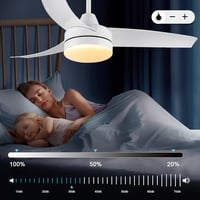 CJOY 107 cm Mennyezeti Ventilátor Világítással, Távirányítóval, 6 Fokozat, Csendes Működés - 107 Cm-ivory White 5