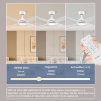 CJOY 122 cm fehér mennyezeti ventilátor távirányítóval, LED világítás, 6 fokozat, halványítható - White 3