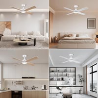 CJOY 122 cm fehér mennyezeti ventilátor távirányítóval, LED világítás, 6 fokozat, halványítható - White 7