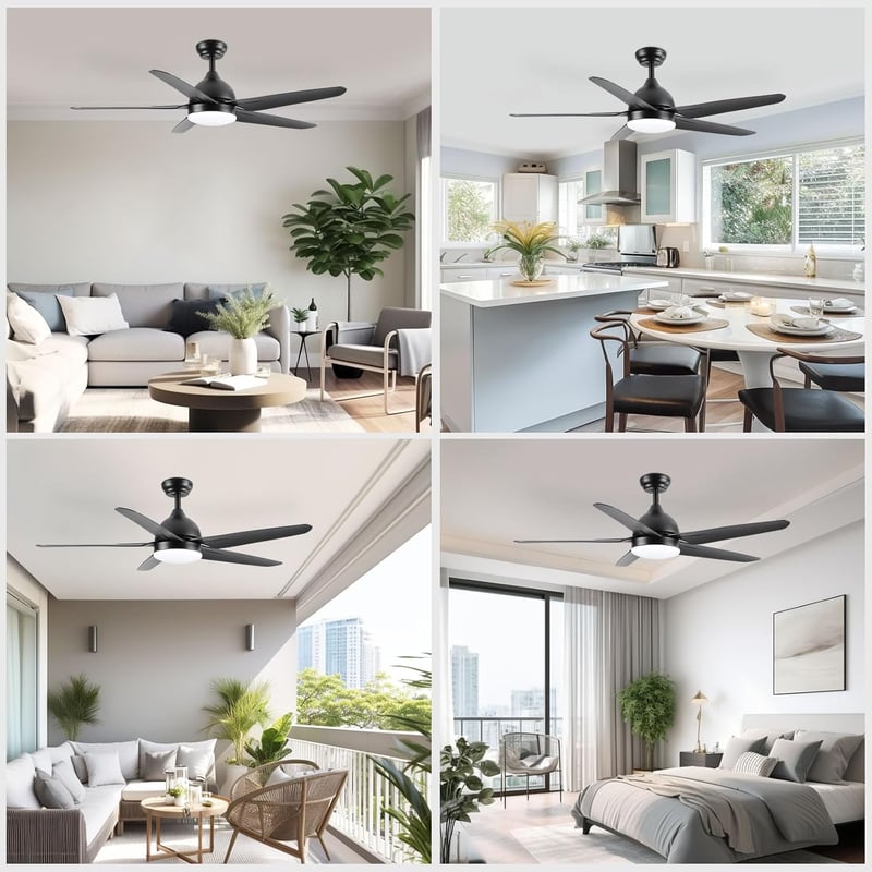 CJOY 132 cm Fekete Mennyezeti Ventilátor Világítással - 3 Színhőmérséklet, 3 Sebesség, Távirányítóval, Csendes Működés, Időzítő, LED Lámpa