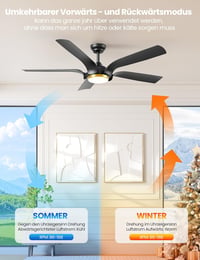 CJOY 142 cm-es mennyezeti ventilátor LED lámpával, távirányítóval, 6 fokozat, fekete-arany - Black Gold 5