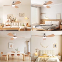 CJOY 52" fehér mennyezeti ventilátor lámpával, süllyesztett kivitel távirányítóval, halk, 6 fokozat, 3 CCT dimmelhető, DC, fordítható 5