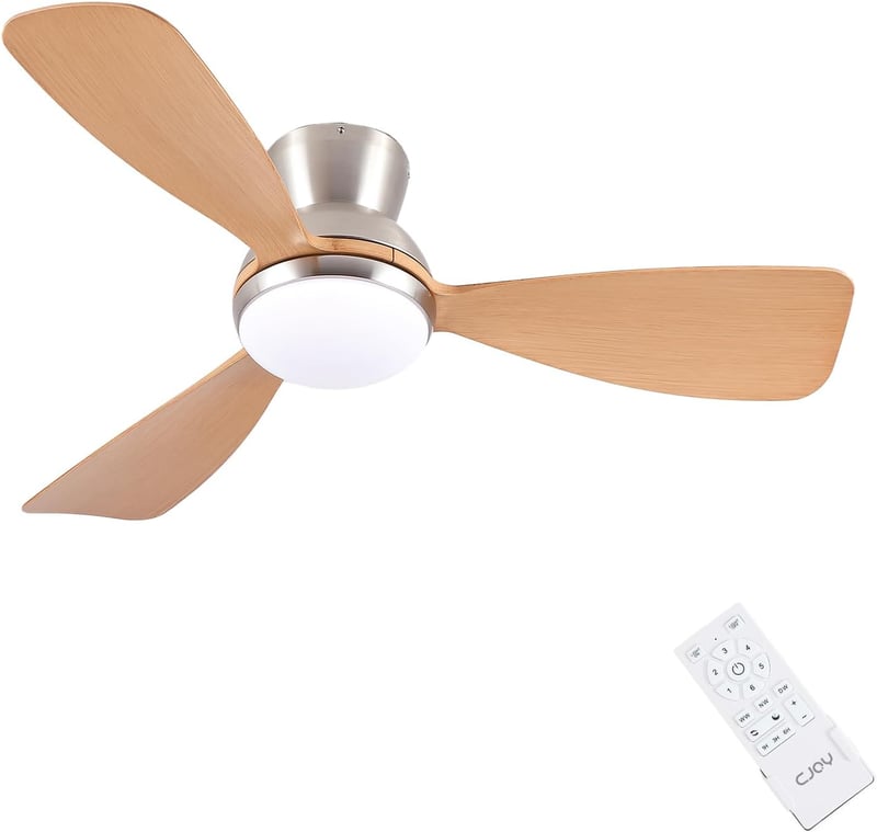 CJOY 52" fehér mennyezeti ventilátor lámpával, süllyesztett kivitel távirányítóval, halk, 6 fokozat, 3 CCT dimmelhető, DC, fordítható