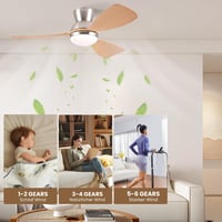 CJOY 52" fehér mennyezeti ventilátor lámpával, süllyesztett kivitel távirányítóval, halk, 6 fokozat, 3 CCT dimmelhető, DC, fordítható 6