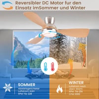 CJOY 52" fehér mennyezeti ventilátor lámpával, süllyesztett kivitel távirányítóval, halk, 6 fokozat, 3 CCT dimmelhető, DC, fordítható 4