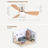 CJOY 52" fehér mennyezeti ventilátor lámpával, süllyesztett kivitel távirányítóval, halk, 6 fokozat, 3 CCT dimmelhető, DC, fordítható 7