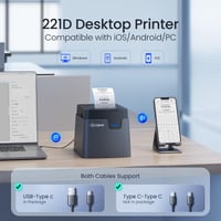 CLABEL 221D Bluetooth termálna tlačiareň štítkov, stolná tlačiareň čiarových kódov kompatibilná s PC a smartfónmi, pre 50 mm samolepiace štítky na kancelárske použitie 4