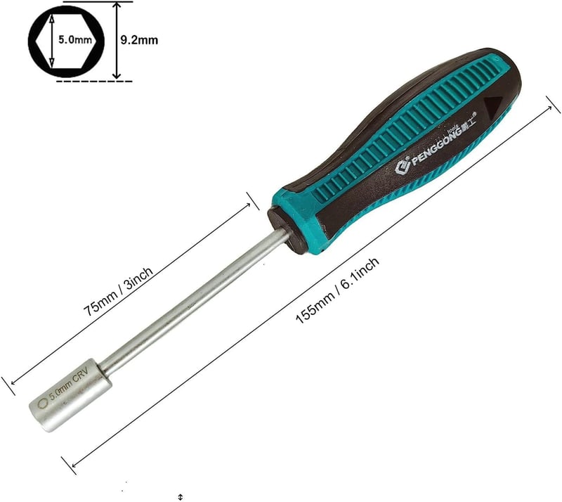 CLABMROEC 5 mm Soft Grip imbuszfejes csavarhúzó autó és háztartási gépek szereléséhez türkiz fekete