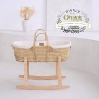 Clair de Lune Bio Mojžišov kôš z palmových listov s bambusovým matracom, 75x28 cm, prírodná krémová farba – bez detskej dečky (stav: pozri 2. obrázok) 9