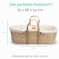 Clair de Lune Bio Mojžišov kôš z palmových listov s bambusovým matracom, 75x28 cm, prírodná krémová farba – bez detskej dečky (stav: pozri 2. obrázok) 5