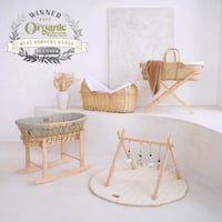 Clair de Lune Bio Mojžišov kôš z palmových listov s bambusovým matracom, 75x28 cm, prírodná krémová farba – bez detskej dečky (stav: pozri 2. obrázok) 11