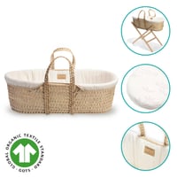 Clair de Lune Bio Mojžišov kôš z palmových listov s bambusovým matracom, 75x28 cm, prírodná krémová farba – bez detskej dečky (stav: pozri 2. obrázok) 8