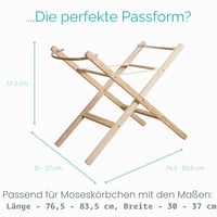 Clair de Lune Összecsukható Mózes Kosár Állvány – Bézs, Önállóan Összeszerelhető, Természetes Anyag 2
