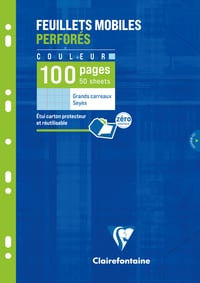 Clairefontaine 1741C Modré perforované listy A4 21x29,7 cm 100 strán štvorčekové 90g znovupoužiteľný obal 1