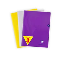 Caiet capsat Clairefontaine 293312AMZ, 3 bucăți, 24x32 cm, 48 pagini, dictando mic (pătrățele), culori asortate, cu copertă din polipropilenă 1
