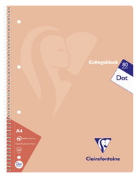 Clairefontaine 306253C Špirálový zápisník A4, 80 listov, bodkovaný, 4 ks, mix farieb 6