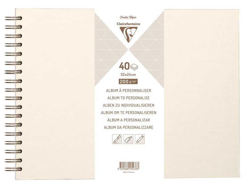 Personalizovateľný album Clairefontaine Creativ Paper 95433C, špirálová väzba, 40 listov, 200 g — Poškodený tovar (stav: pozri 2. obrázok)