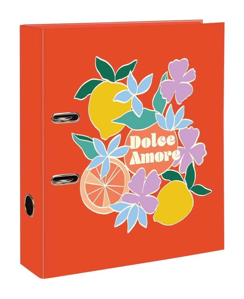 Clairefontaine Dolce Amore 116276C Biblioraft cu inele A4, model Citrus, cotor 7 cm, capacitate mare