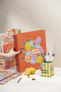 Clairefontaine Dolce Amore 116276C Biblioraft cu inele A4, model Citrus, cotor 7 cm, capacitate mare 5