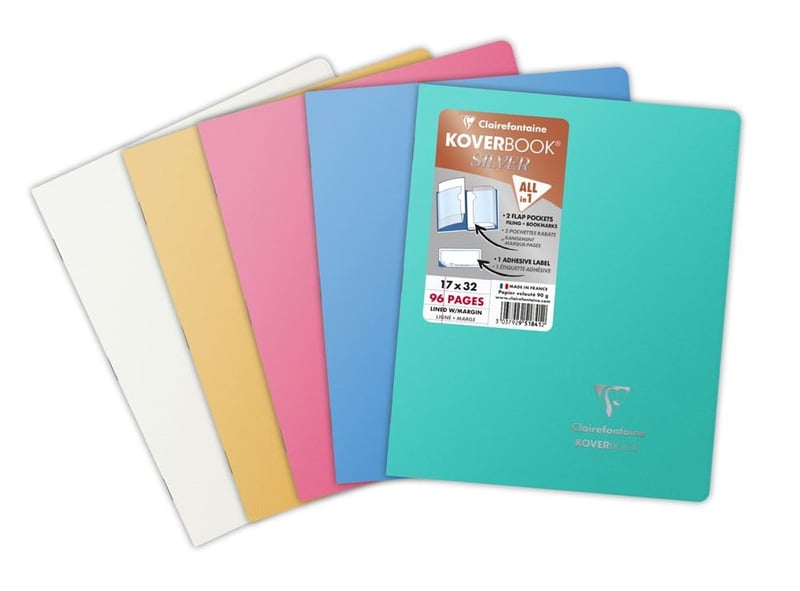 Špirálový zápisník Clairefontaine Koverbook 981441C A4+ 24x32 cm, štvorčekovaný, 96 strán, strieborná obálka