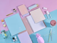 Caiet cu spirală Clairefontaine Koverbook Blush A4+ 24x32 cm, 96 pagini, dictando (pătrățele mari), hârtie albă 90g, cu copertă opacă din polipropilenă, albastru 6