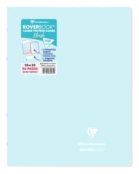 Caiet cu spirală Clairefontaine Koverbook Blush A4+ 24x32 cm, 96 pagini, dictando (pătrățele mari), hârtie albă 90g, cu copertă opacă din polipropilenă, albastru 1
