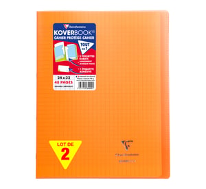Clairefontaine Koverbook bilježnica s klamiranim uvezom 24x32 cm 48 stranica kvadratići 90g polipropilenske korice narančasta 2 kom