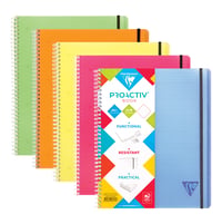 Zošit Clairefontaine Proactiv'Book 328175C A4+, 22,5x29,7 cm, 80 listov, štvorčekovaný s okrajom a hlavičkou, so 4 otvormi do zakladača, PP obal, mix farieb 1