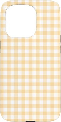 Classic Gingham kockás mintás tok iPhone 15 Pro készülékhez - világossárga 1