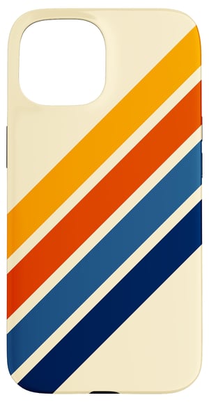 Kryt na iPhone 15 Classic Retro Stripes, retro pruhovaný štýl 70. rokov – béžový