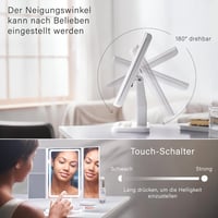 Classmark LED Sminktükör 1X/2X/3X Nagyítással - Fehér Kozmetikai Asztali Tükör Világítással - Állítható Fürdőszobai Sminkező Tükör USB Tölth 5