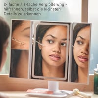 Classmark LED Sminktükör 1X/2X/3X Nagyítással - Fehér Kozmetikai Asztali Tükör Világítással - Állítható Fürdőszobai Sminkező Tükör USB Tölth 4