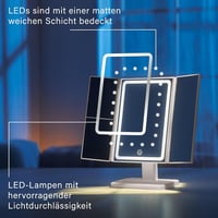 Classmark LED Sminktükör 1X/2X/3X Nagyítással - Fehér Kozmetikai Asztali Tükör Világítással - Állítható Fürdőszobai Sminkező Tükör USB Tölth 3