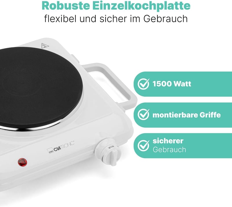 Clatronic 3582 Elektromos Főzőlap Fehér Egyszemélyes Konyhai Készülék