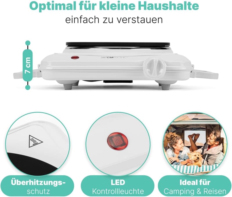 Clatronic 3582 Elektromos Főzőlap Fehér Egyszemélyes Konyhai Készülék