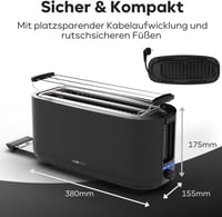 Clatronic 4 szeletes kenyérpirító hosszú nyílással, rozs funkcióval és melegítéssel 7
