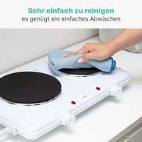 Clatronic DKP 3583 Dvojplatničkový varič na kempovanie a domáce použitie, 2 platne Ø 180 mm a 150 mm, 2 plynulé termostaty, žiaruvzdorný povrch 5